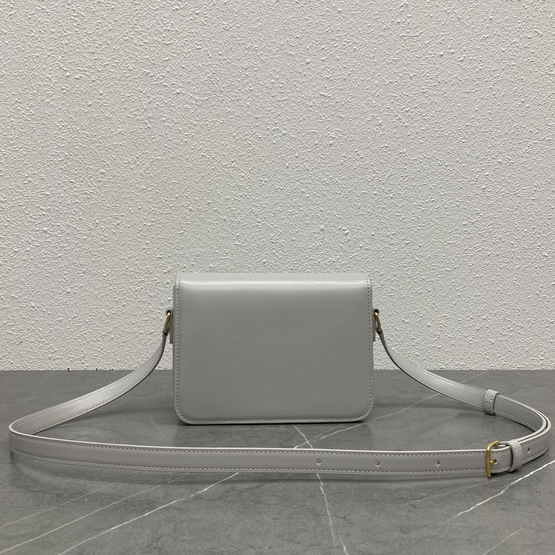 Celine Teen Triomphe Bag In Shiny Calfskin Cloudy Grey 188423